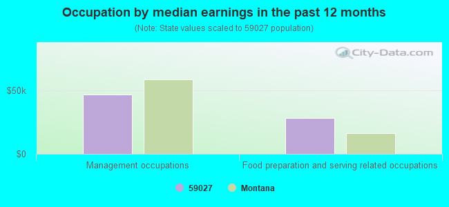 Occupation by median earnings in the past 12 months