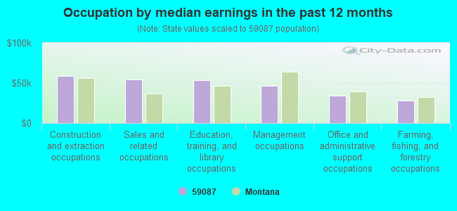 Occupation by median earnings in the past 12 months