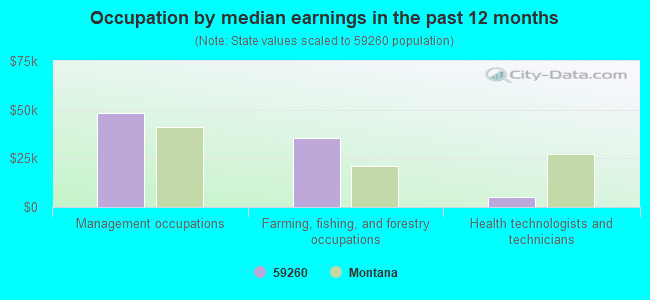 Occupation by median earnings in the past 12 months