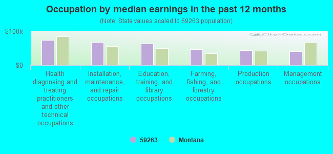 Occupation by median earnings in the past 12 months