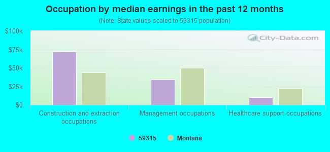 Occupation by median earnings in the past 12 months