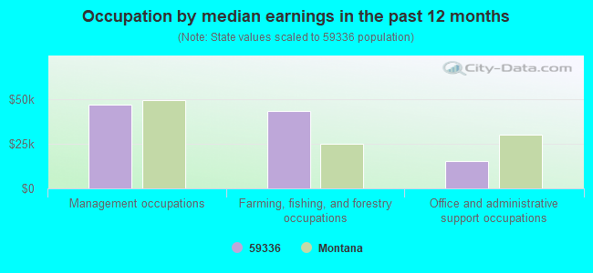 Occupation by median earnings in the past 12 months