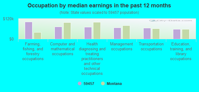 Occupation by median earnings in the past 12 months