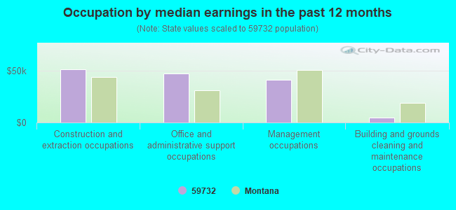 Occupation by median earnings in the past 12 months