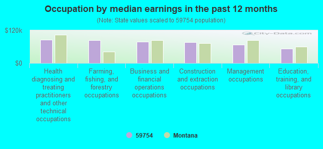 Occupation by median earnings in the past 12 months