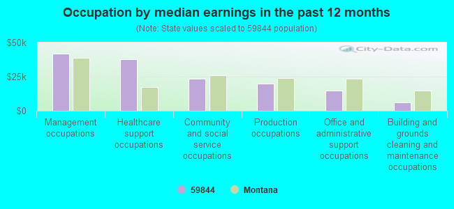 Occupation by median earnings in the past 12 months