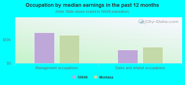 Occupation by median earnings in the past 12 months