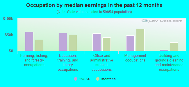 Occupation by median earnings in the past 12 months