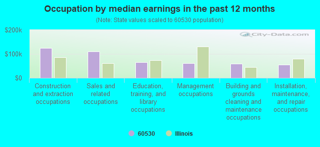 Occupation by median earnings in the past 12 months