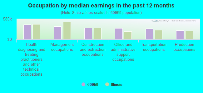 Occupation by median earnings in the past 12 months