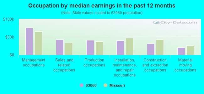 Occupation by median earnings in the past 12 months