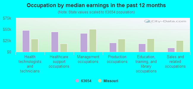 Occupation by median earnings in the past 12 months