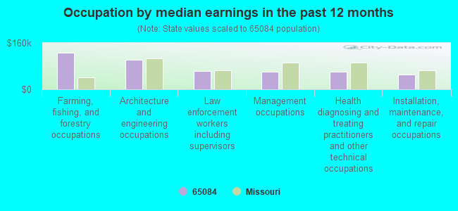 Occupation by median earnings in the past 12 months