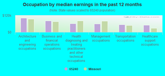 Occupation by median earnings in the past 12 months