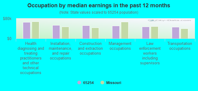 Occupation by median earnings in the past 12 months