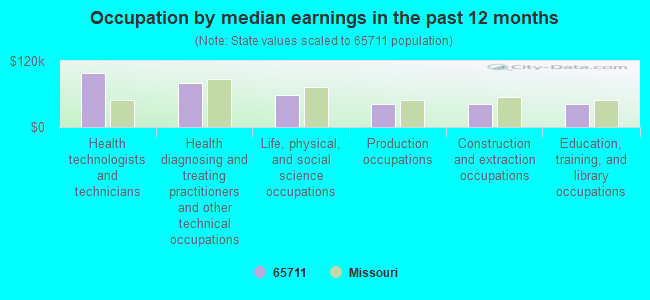 Occupation by median earnings in the past 12 months