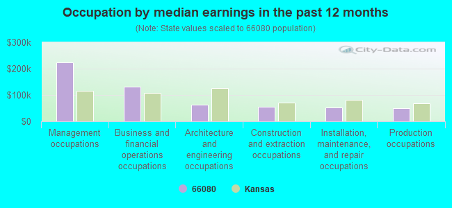 Occupation by median earnings in the past 12 months