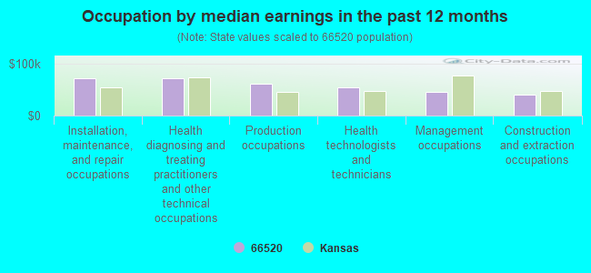 Occupation by median earnings in the past 12 months