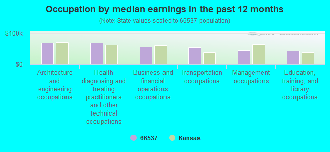 Occupation by median earnings in the past 12 months