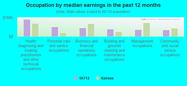 Occupation by median earnings in the past 12 months