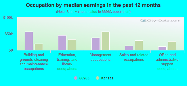 Occupation by median earnings in the past 12 months