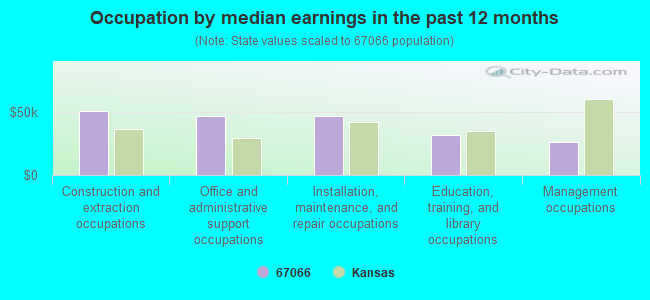 Occupation by median earnings in the past 12 months