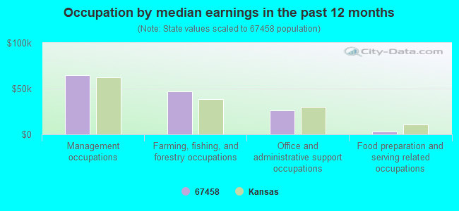 Occupation by median earnings in the past 12 months