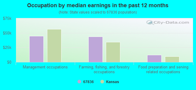 Occupation by median earnings in the past 12 months