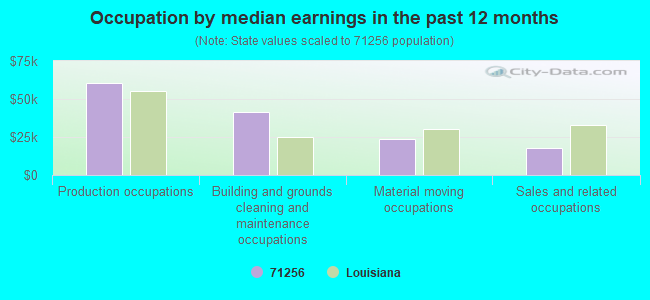 Occupation by median earnings in the past 12 months