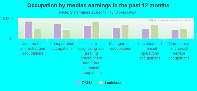 Occupation by median earnings in the past 12 months