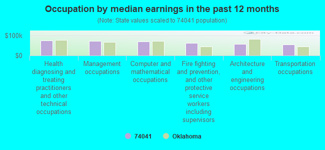 Occupation by median earnings in the past 12 months