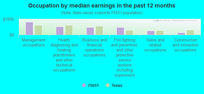 Occupation by median earnings in the past 12 months