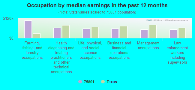 Occupation by median earnings in the past 12 months