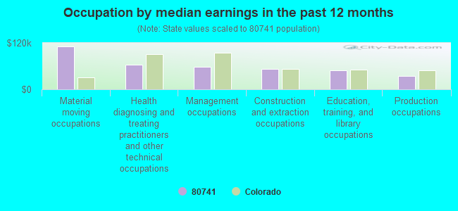 Occupation by median earnings in the past 12 months