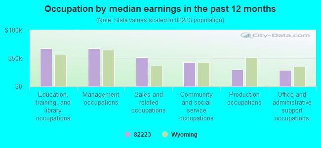 Occupation by median earnings in the past 12 months