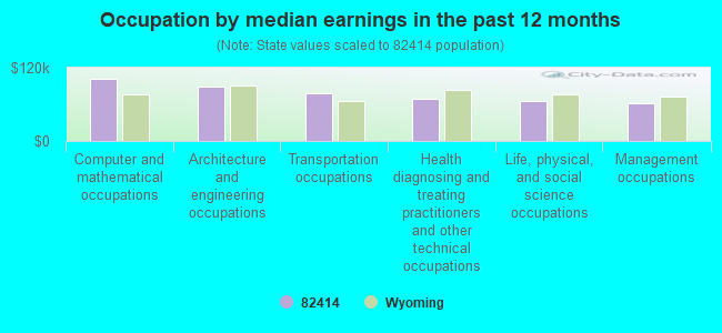 Occupation by median earnings in the past 12 months