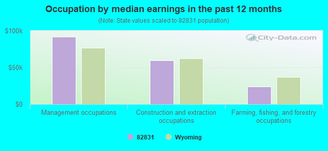 Occupation by median earnings in the past 12 months