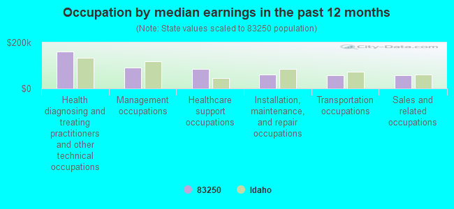 Occupation by median earnings in the past 12 months