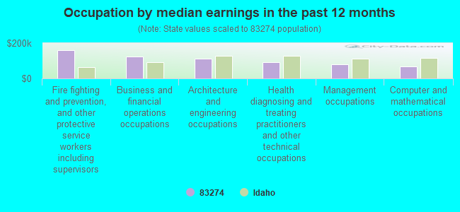 Occupation by median earnings in the past 12 months