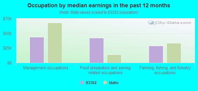 Occupation by median earnings in the past 12 months