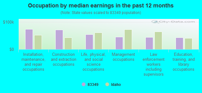 Occupation by median earnings in the past 12 months