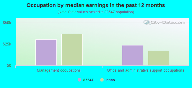 Occupation by median earnings in the past 12 months