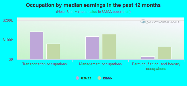 Occupation by median earnings in the past 12 months