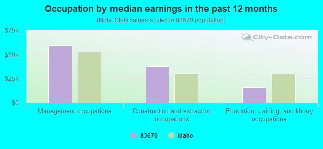 Occupation by median earnings in the past 12 months