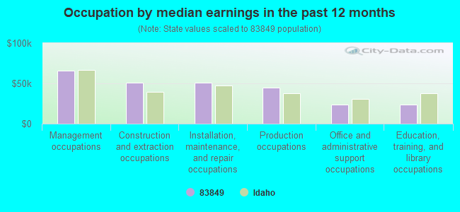 Occupation by median earnings in the past 12 months