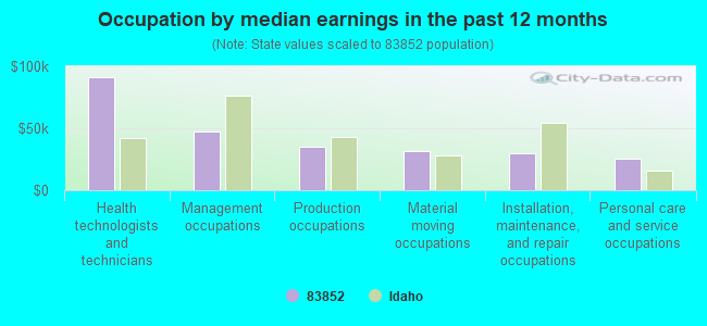 Occupation by median earnings in the past 12 months