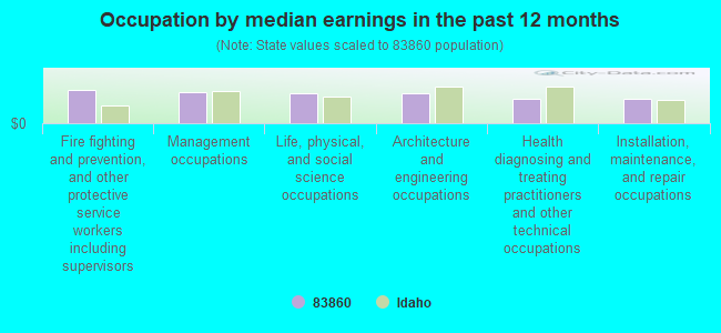 Occupation by median earnings in the past 12 months