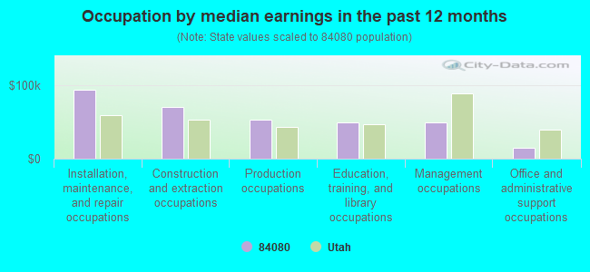 Occupation by median earnings in the past 12 months