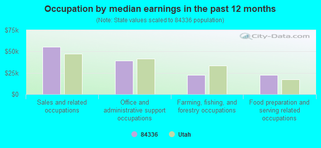 Occupation by median earnings in the past 12 months