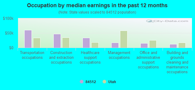 Occupation by median earnings in the past 12 months